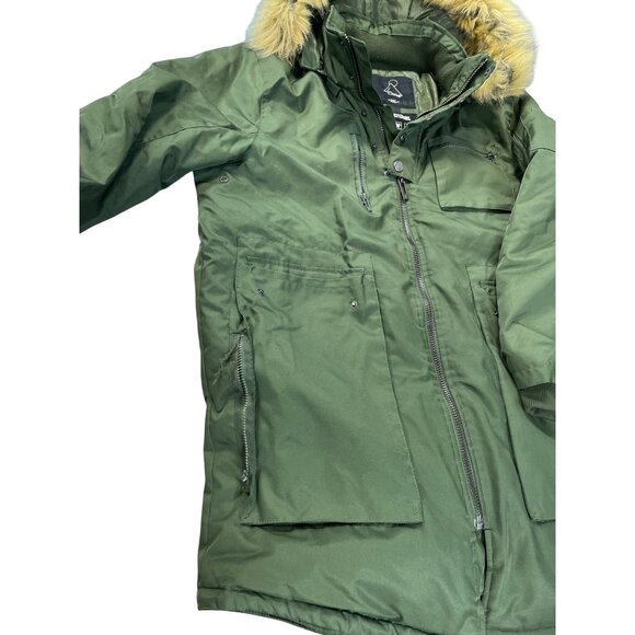 AWAKND LAND 3XL Mens Green Parka Faux Fur Hood WINTER COAT SIZE 3XL SKU 9294 - Picture 3 of 16